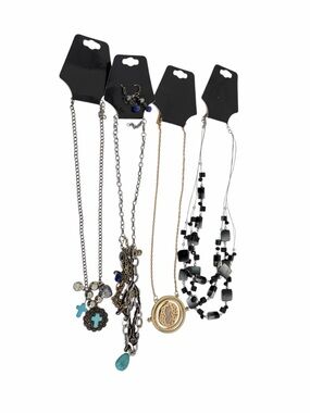 Mixed Women’s Necklace Set - Black, Gold, Silver, Turquoise